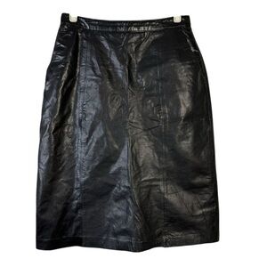 Vintage Wilsons Leather Black Pencil Skirt Genuine Leather 90s Office Siren 10